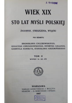 Wiek XIX sto lat myśli polskiej 1907 r Tom II