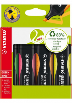 Zakreślacz Boss Green etui 4 kolory STABILO