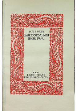 Jahresgedanken einer frau 1921 r.