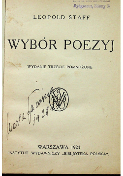 Staff Wybór poezyj 1923 r