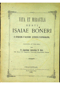 Vita et miracula beati Isaiae Boneri 1885 r