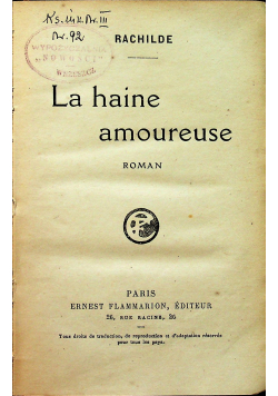 La haine amoureuse 1924r