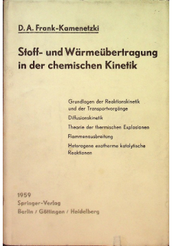Frank stoff und warmeubertragung in der chemischen Kinetik