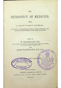 The retrospect of medicine 1869 r.