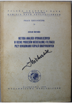 Metoda analogii hydraulicznych  w ocenie procesów nieustalonej filtracji  przy odwadnianiu kopalń odkrywkowych