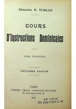 Cours Dinstruction dominicales tom III 1911r