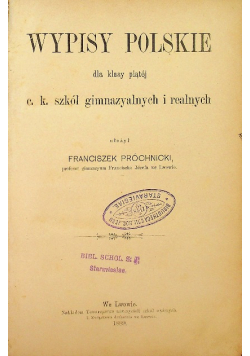 Wypisy polskie dla klasy piątej, 1889r.