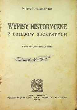 Wypisy historyczne z dziejów ojczystych  1921 r