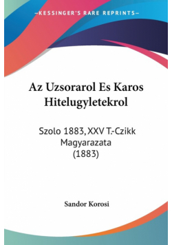 Az Uzsorarol Es Karos Hitelugyletekrol