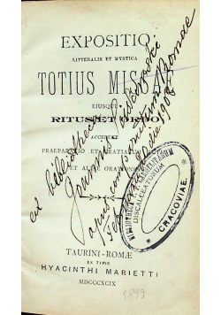 Expositio totius missae Ritus Et Ordo 1899 r