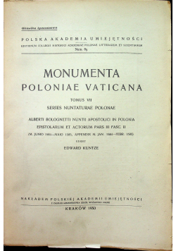 Monumenta Poloniae Vaticana Tomus VII 1950 r