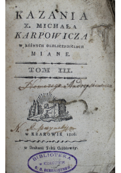 Kazania X Michała Karpowicza Tom III 1806 r