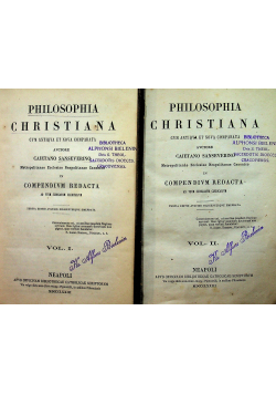 Philosophia Christiana cum Antiqua et Nova Comparata 2 tomy 1873