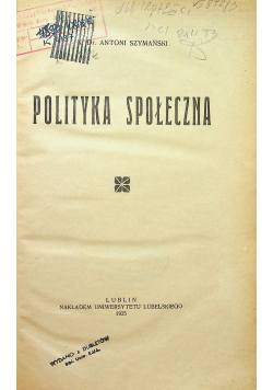 Polityka społeczna 1925 r.