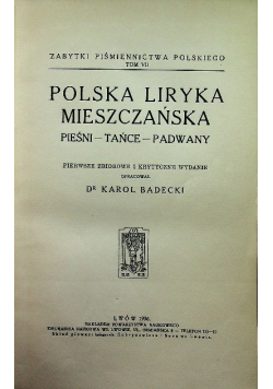 Polska liryka mieszczańska 1936 r.