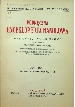 Podręczna Encyklopedja Handlowa Tom 3 1932 r.
