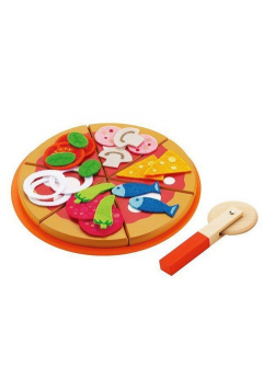 Drewniana pizza z akcesoriami