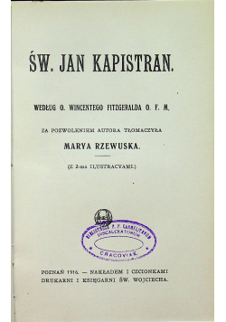 Św Jan Kapistran 1916 r.