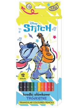 Kredki ołówkowe trójkątne 12 kolorów Stitch
