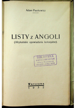 Listy z Angoli 1932 r