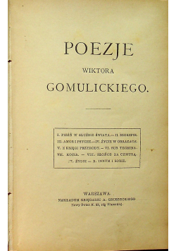 Poezje Wiktora Gomulickiego 1866r.
