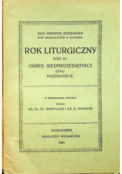 Rok liturgiczny Tom IV 1931 r.
