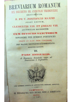 Breviarium Romanum pars Aestivalis 1861r