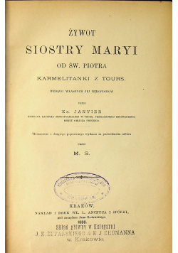 Żywot Siostry Maryi od Św Piotra 1888 r