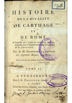 Histoire de la rivalite de Carthage Tome II  1789r