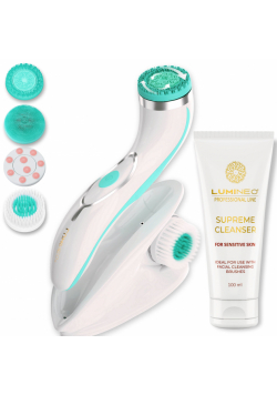Brush PRO LUMINEO 4 końcówki + żel do skóry wrażliwej turkusowy