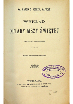 Wykład Ofiary Mszy Świętej 1901 r