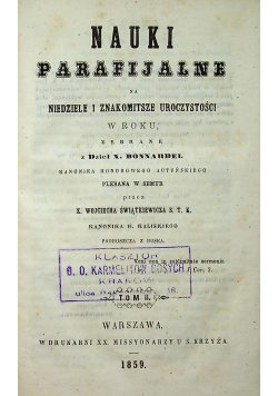 Nauki parafialne na niedziele i znakomitsze uroczystości w roku Tom II 1859 r