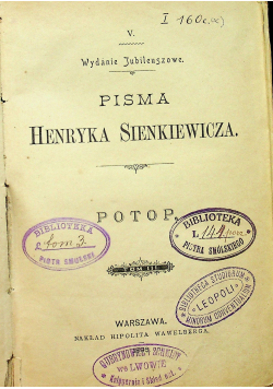 Pisma Henryka Sienkiewicza Tom III Potop 1896 r.