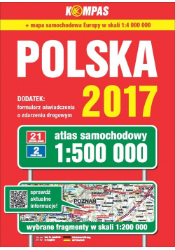 Atlas samochodowy Polski kompas 1:500 000 w.2017