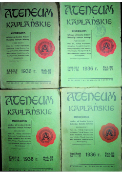 Aceneum Kapłańskie miesięcznik 4 numery 1936r