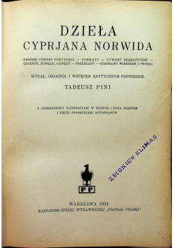 Działa Cyprjana Norwida 1934 r.