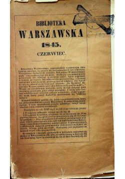 Biblioteka Warszawska czerwiec 1845 r.