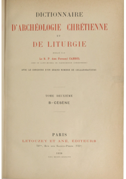 Dictionnaire Darcheologie Chretienne et De Liturgie  1910 r
