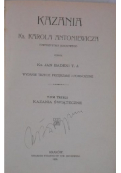 Kazania świąteczne, Tom III, 1906 r.
