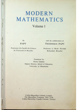 Modern Mathematics Volume I