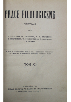 Prace filologiczne tom XI 1927 r.