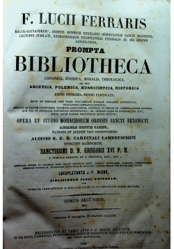 Prompta Bibliotheca  Tomus secundus 1858 r