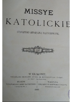 Missye katolickie. Czasopismo miesięczne ilustrowane, 1882 r.