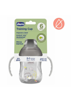 Kubek z twardym ustnikiem 200ml szary 6m+