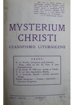 Mysterium Christi Czasopismo liturgiczne 9 Nr 1933 r.