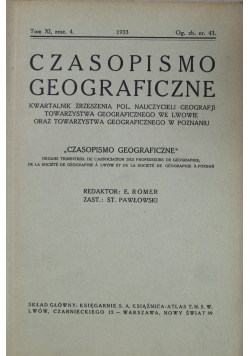 Czasopismo geograficzne tom XI zeszyt 4 1933 r.