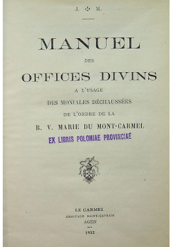 Manuel des offices divins 1932 r.