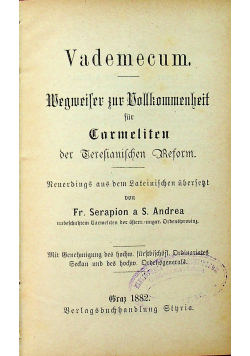 Vademecum Wegweiser zur Vollkommenheit 1882 r