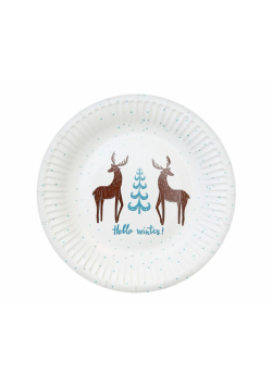 Talerzyki papierowe Hello Winter białe 18cm 6szt