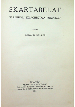 Skartabelat w ustroju szlachectwa polskiego 1911 r